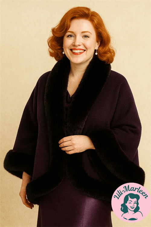 Cape – Miss Violet – Elegant Faux Fur Cape i dyb lilla